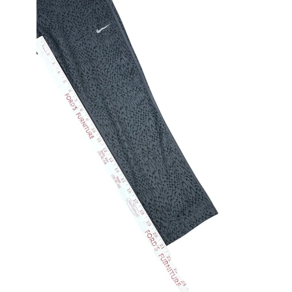 Nike Women's Power Epic Run Crop Printed Leggings Size M Grey Black Media Pocket